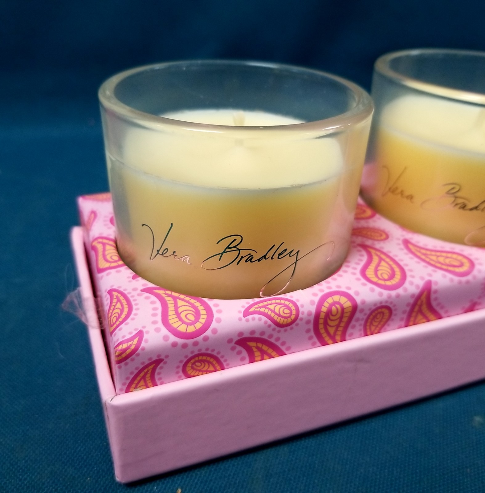 New- Vera Bradley 3pc Macaroon Rose Single Wick Candles Gift Set