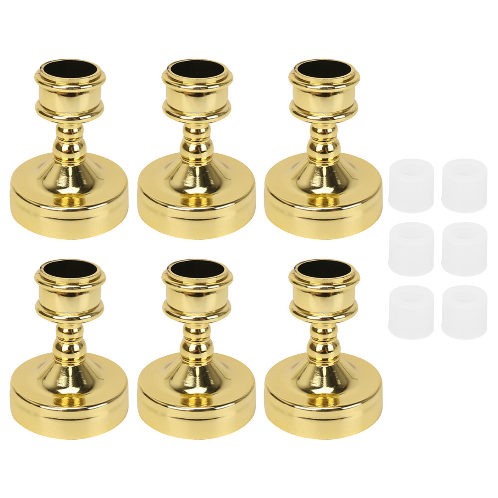 6Pcs LED Flickering Flameless Taper Candles Battery Operated with Candle Holders