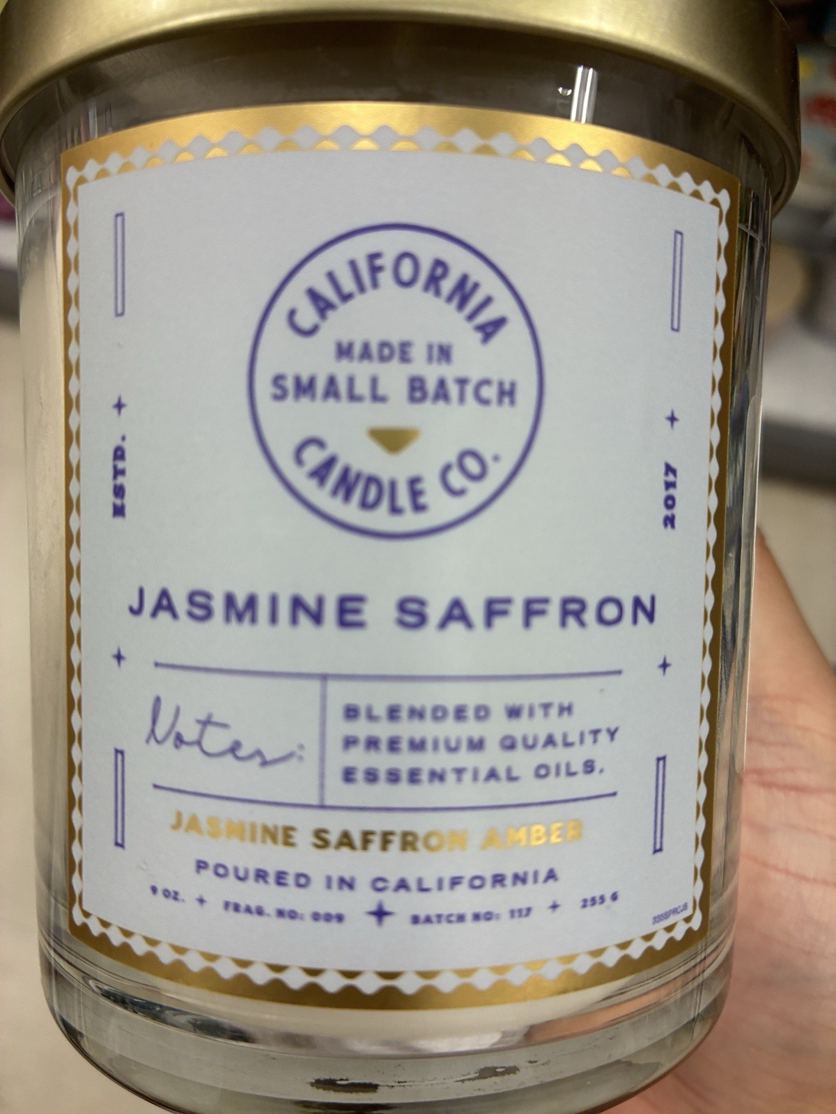 LEOBEN COMPANY Jasmine Saffron Candle 9oz 1 Wick Vegan Soy Wax Blend Glass NEW