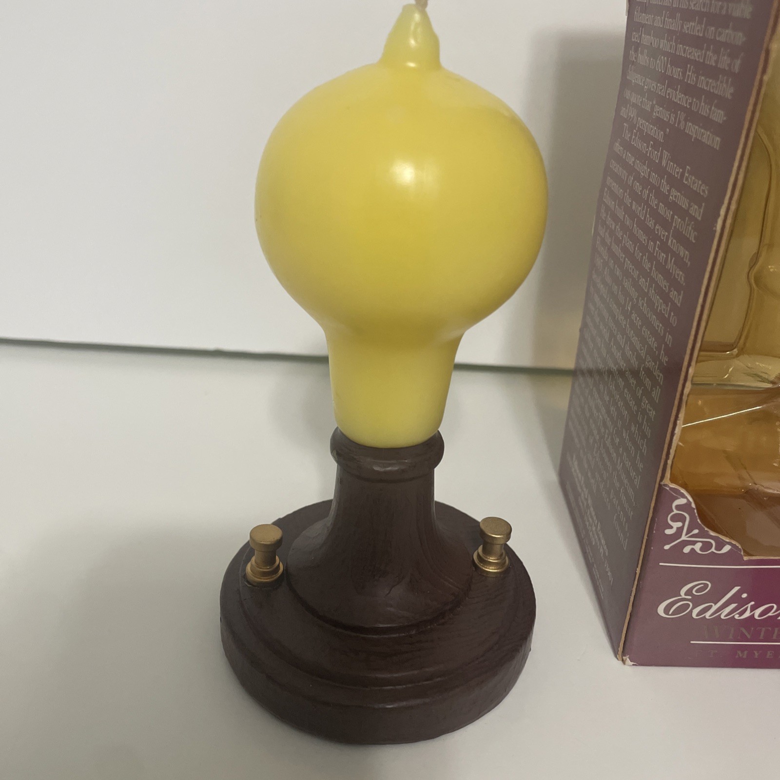 New Vintage Light Bulb Candle Thomas A. Edison 90s Souvenir Ford Winter Estates