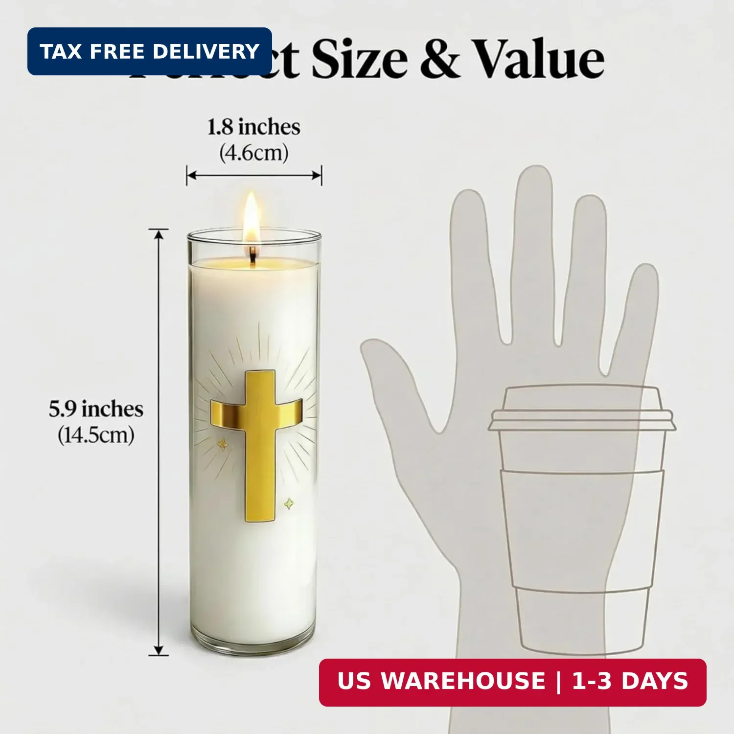 White Beeswax Candle – 2 Pack, 160-Hour, Blessed for Church, Wedding, Prayer & H