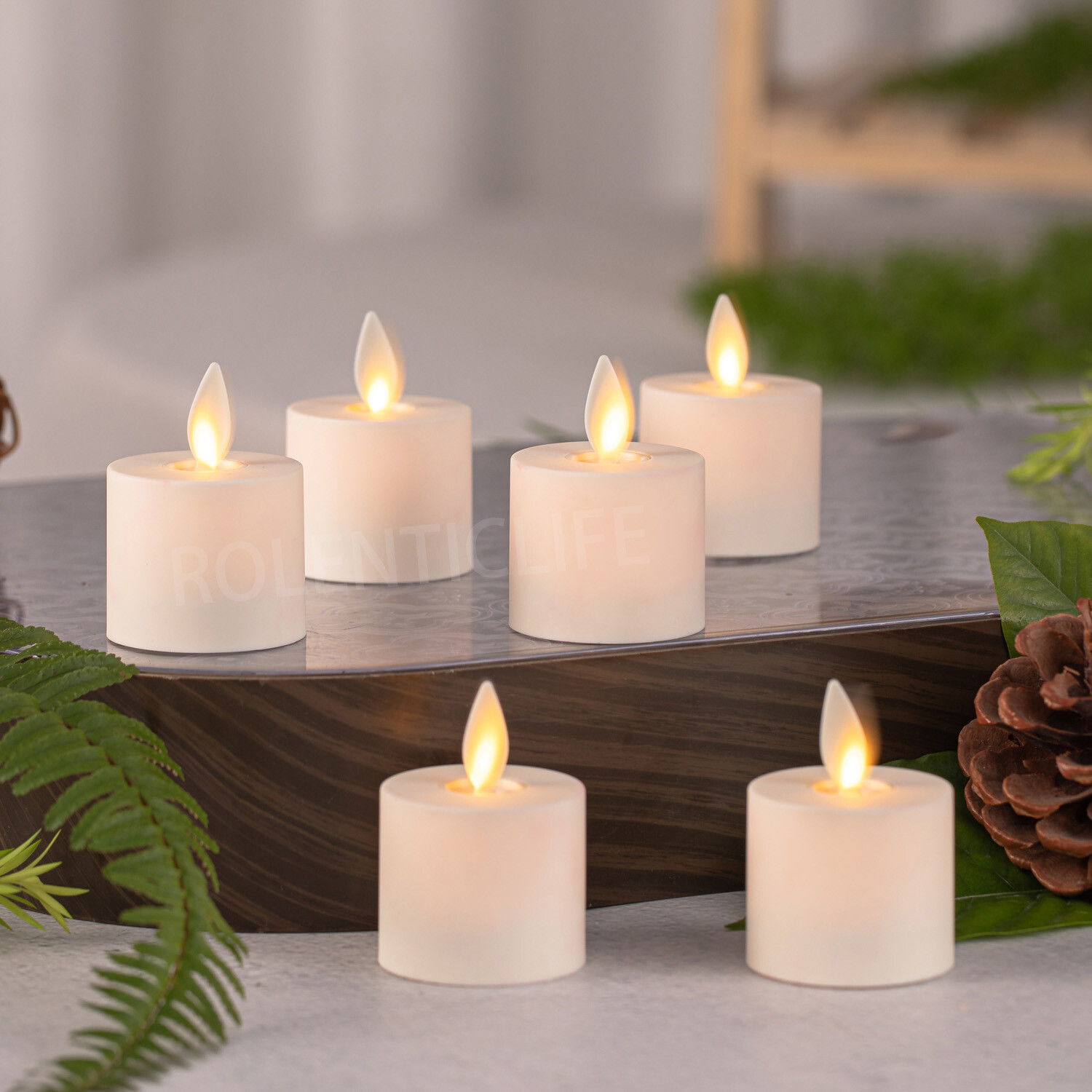 Luminara Flameless LED Battery Tea Light Candles w/Remote Moving Wick Set of 6