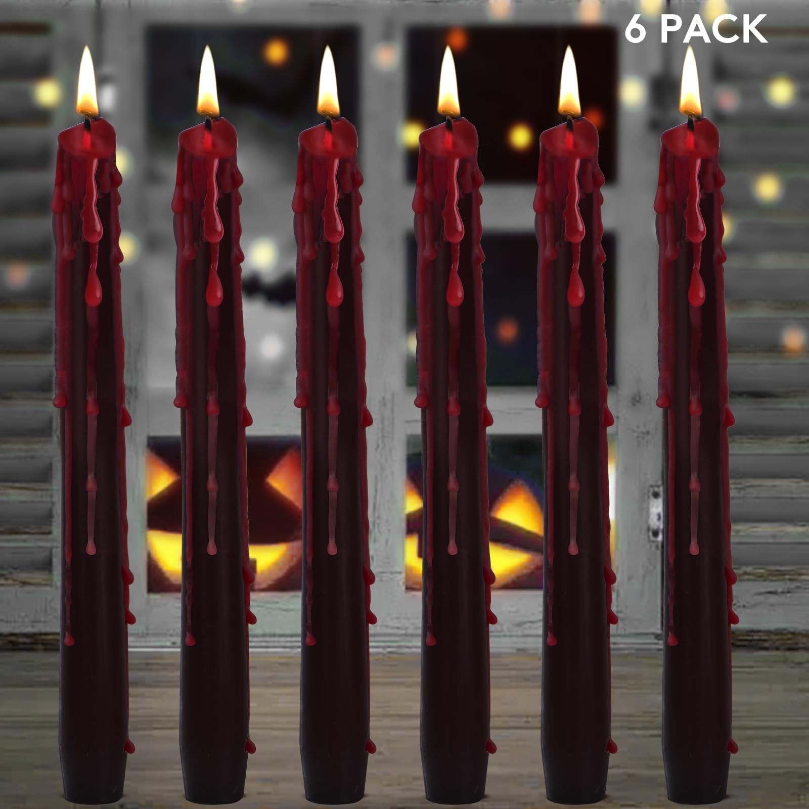 10 inch Bleeding Taper Candles for Mantel Halloween Party, 6 PCS