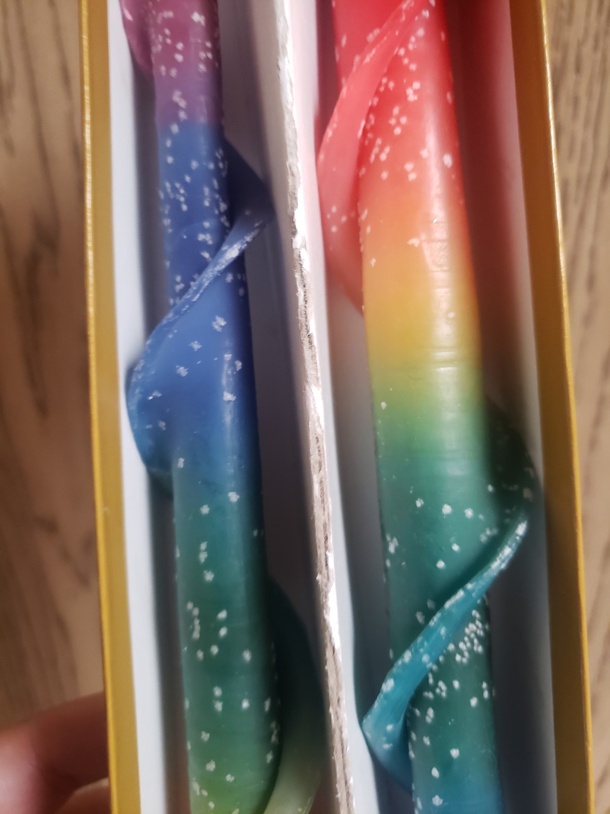 VTG Hurd Beeswax Candles RAINBOW Spiral Tapers Freemark Abbey St. Helena CA NIB