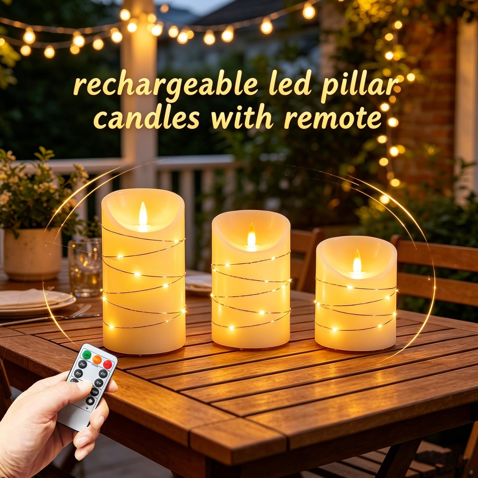 Rechargeable LED Candles, Real Wax, 4 5 6 in, Ivory, 3 Pack | USB rechargeabl…