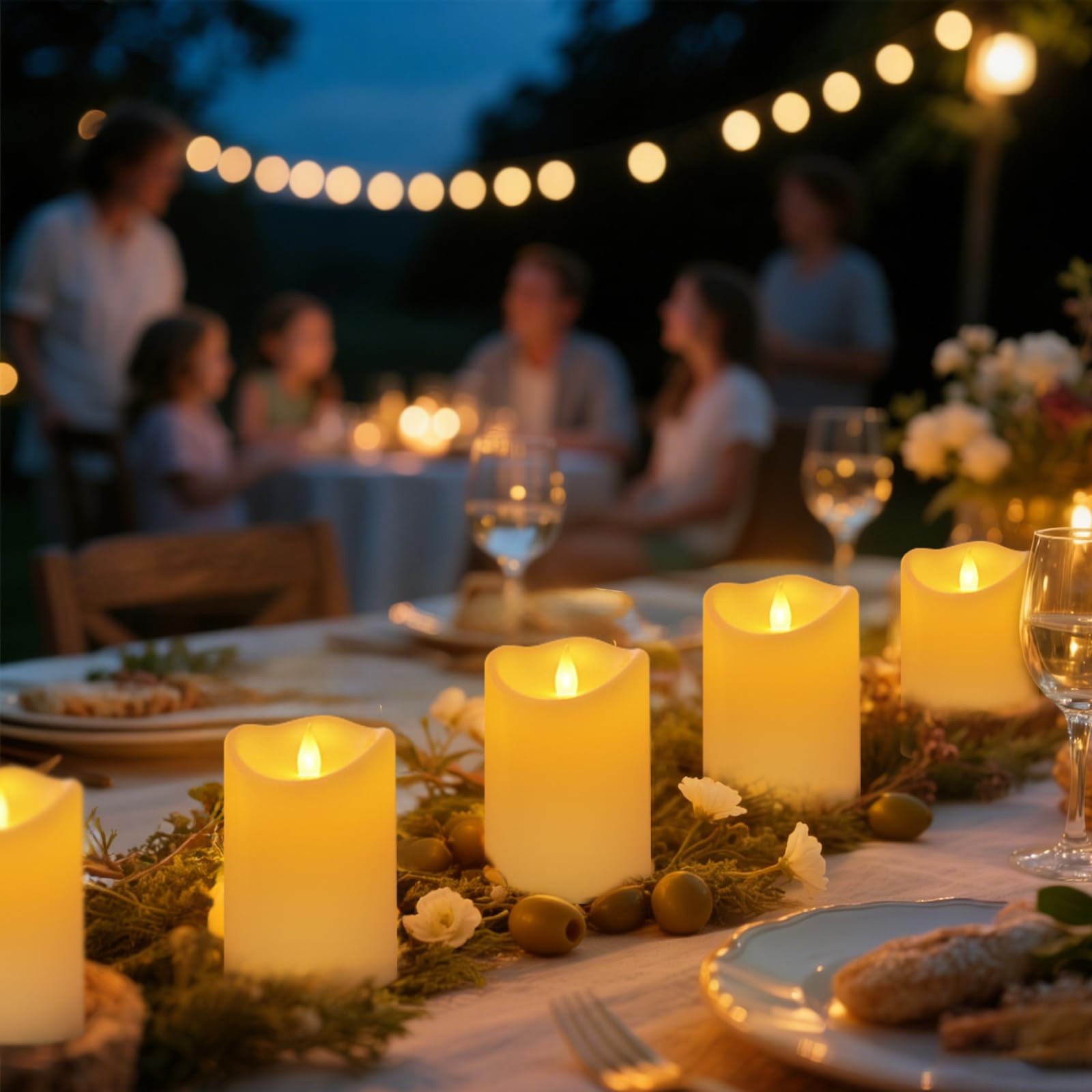 Outdoor Indoor Flameless Candles, Patented 3D Dual-, Set of 3 Slanted Top Dur…