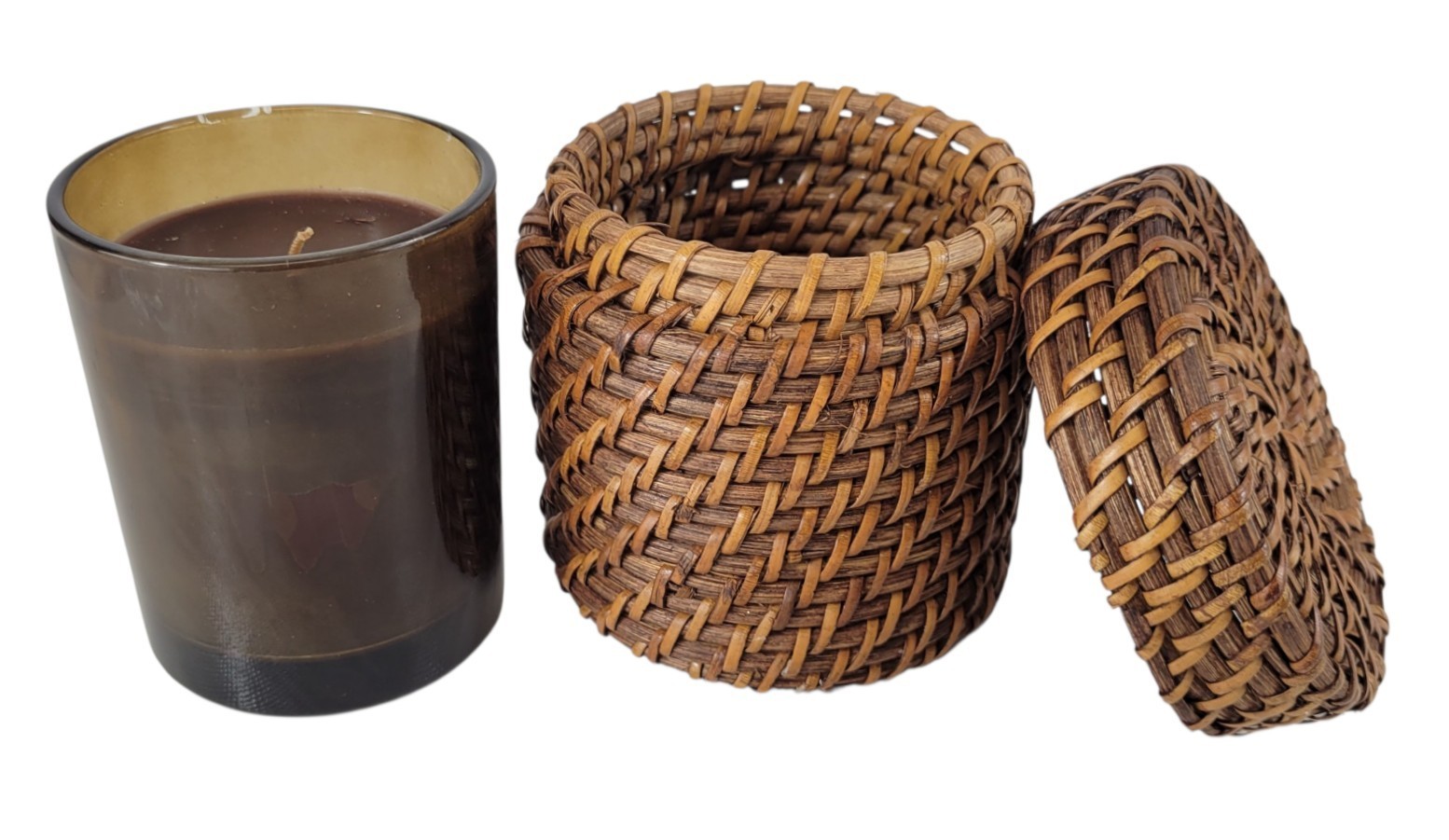 Pier 1 Imports Arabica Bean Brown Single Wick 6.7 oz Candle In Wicker Container
