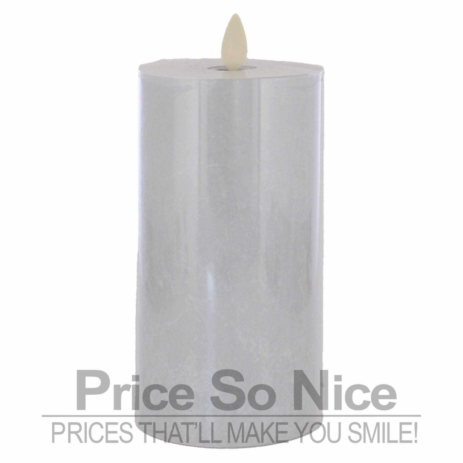 Pottery Barn Flickering Flameless Pillar Candle – Salt Washed- 3×6″ MSRP $69 – N