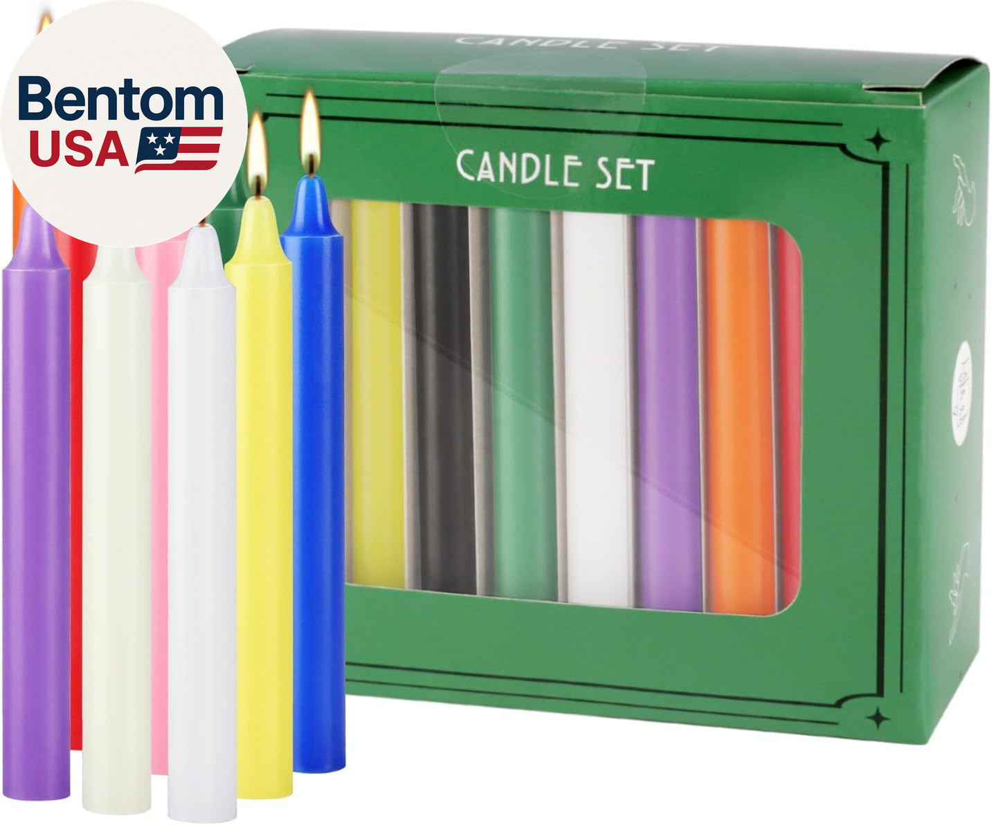 40 Pack Spell Chime Candles-4 Inch Multi-Colored Taper Candles Sticks-For Home D