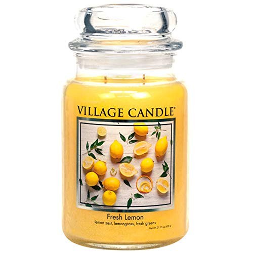 21.25 Oz Fresh Lemon Yellow Large Apothecary Jar Scented Candle Fragrance