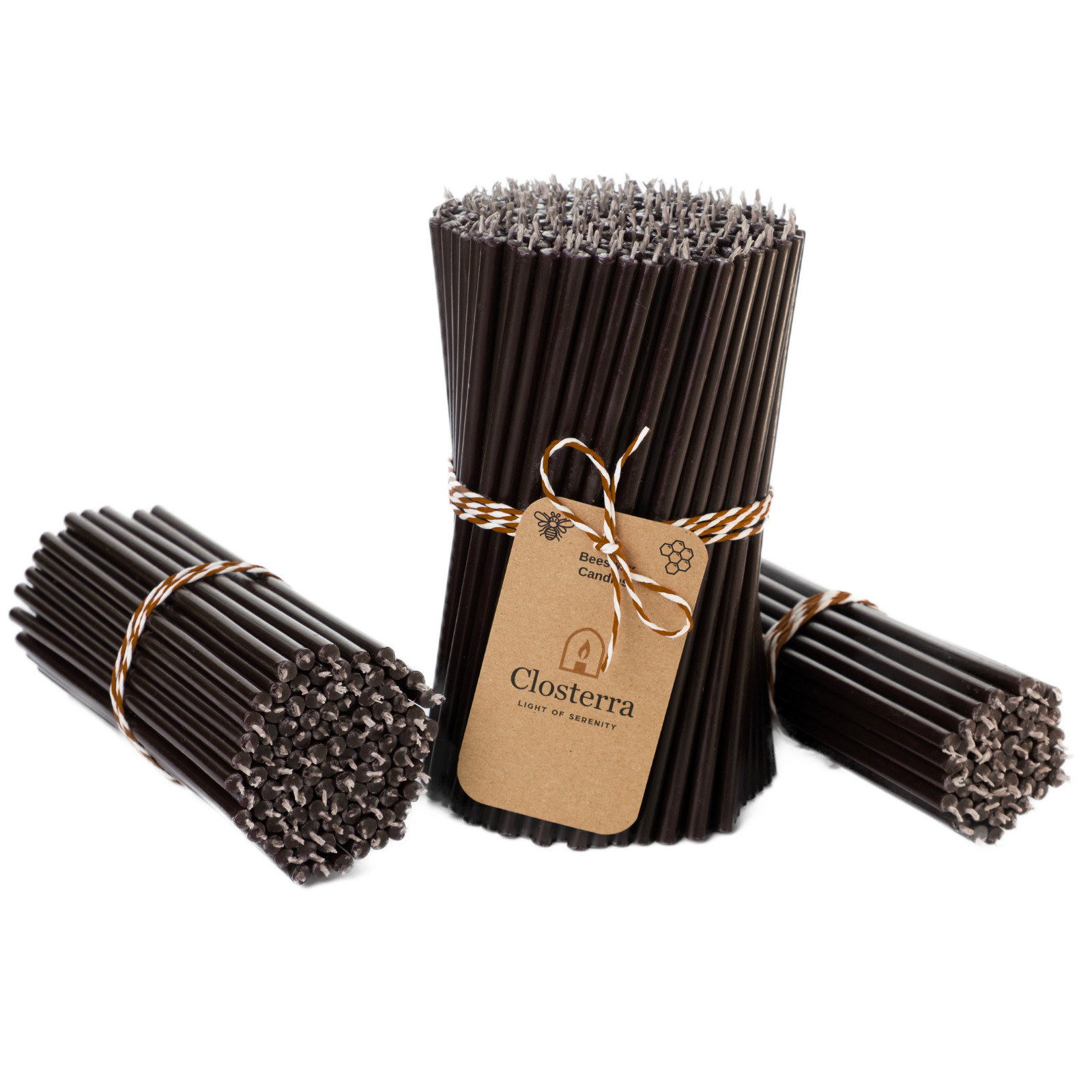 Black Beeswax Taper Candles 6.5″ Thin Taper 0.22″ Church Orthodox 50 Min Burn