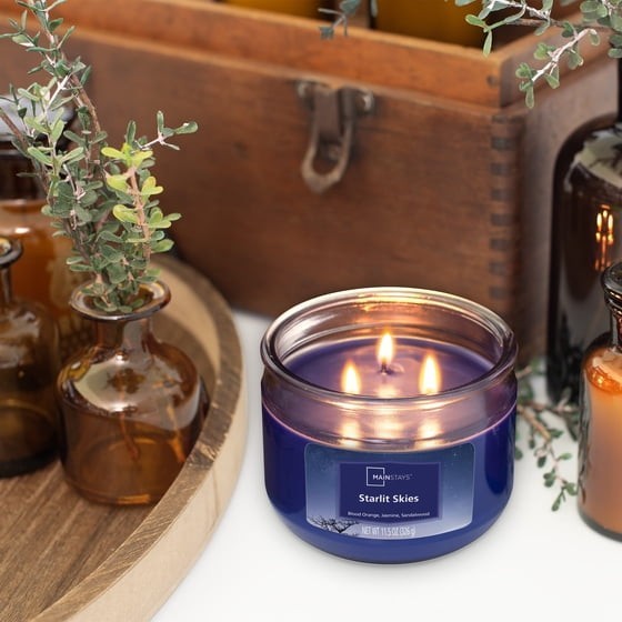 (3 pack) Mainstays Starlit Skies Scented 3 Wick Candle, 11.5 oz.