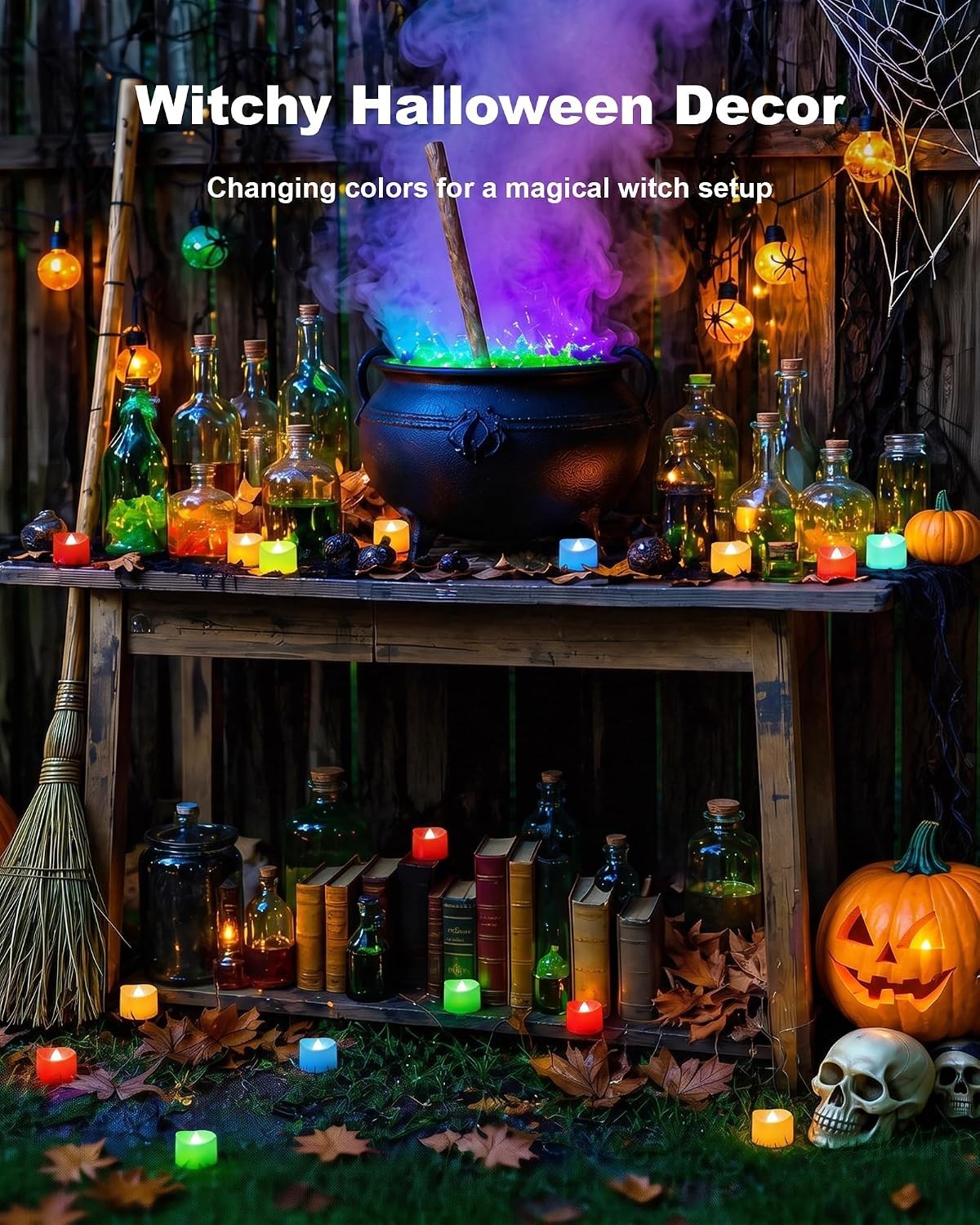 200+ Hour 12-Pack LED Tea Lights with Changing Colors – Indoor & Outdoor Use