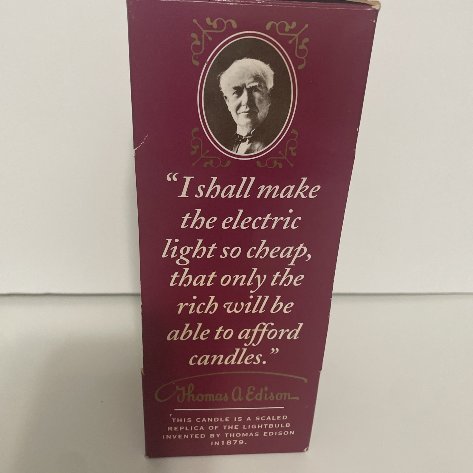 New Vintage Light Bulb Candle Thomas A. Edison 90s Souvenir Ford Winter Estates