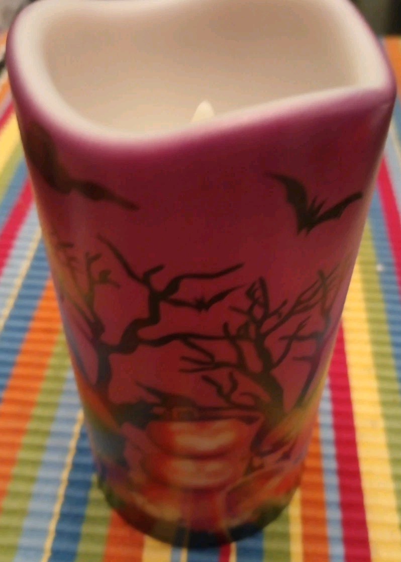 Three Pack FUN Halloween Themed Flameless Candles FRESH AAA BATTERIES INCLUDED