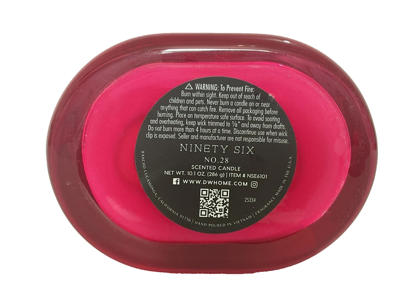 DW Home Ninety Six No 28, Fine Fragrance Scented 2 Wick 10.1oz Candle New
