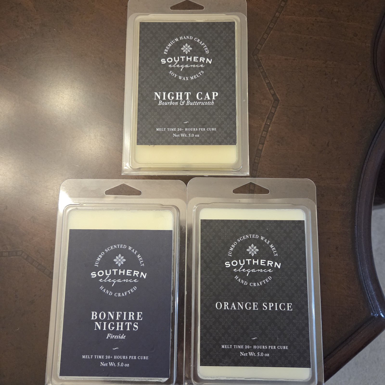 Southern Elegance Jumbo Scented Wax Bundle Set of 3 Night Cap,Bonfire Nights,Ora