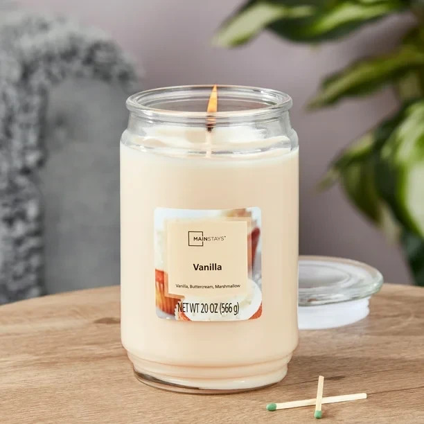 Mainstays Scented Single-Wick Large Glass Jar Candle, 20 oz – Select Scent