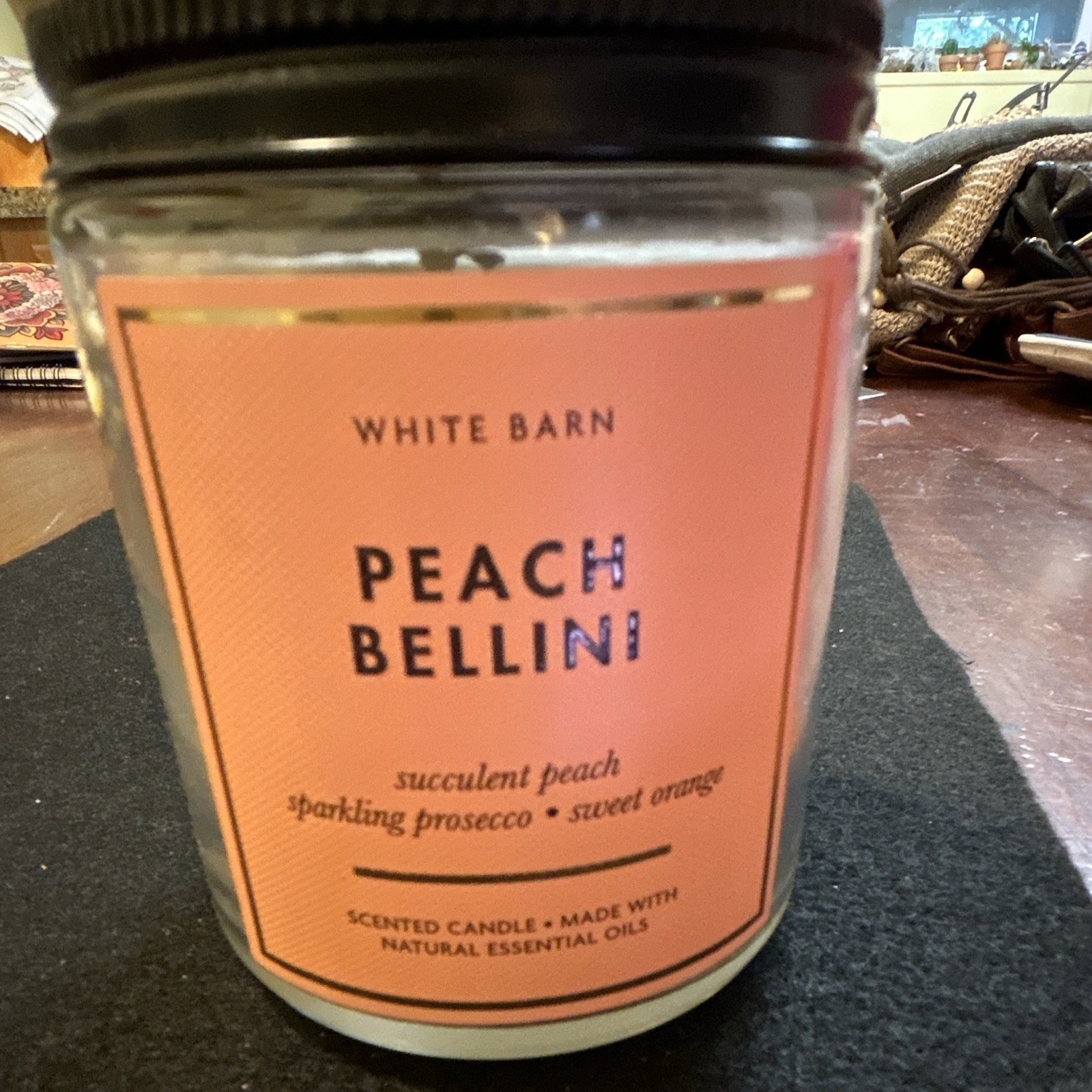 White Barn Peach Bellini Scented Single Wick Jar Candle 7 oz, 25-45 hrs