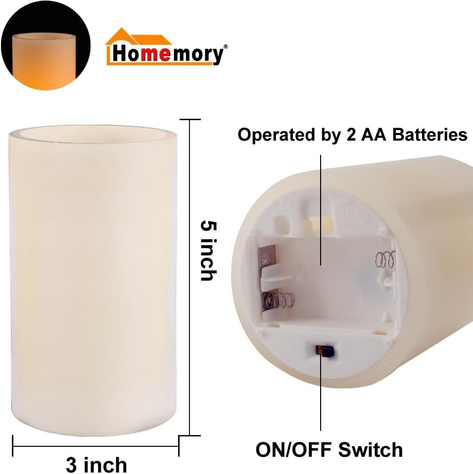 Amber Yellow Flickering Flameless Candles – Dimmable & Timer-Enabled Set of 2