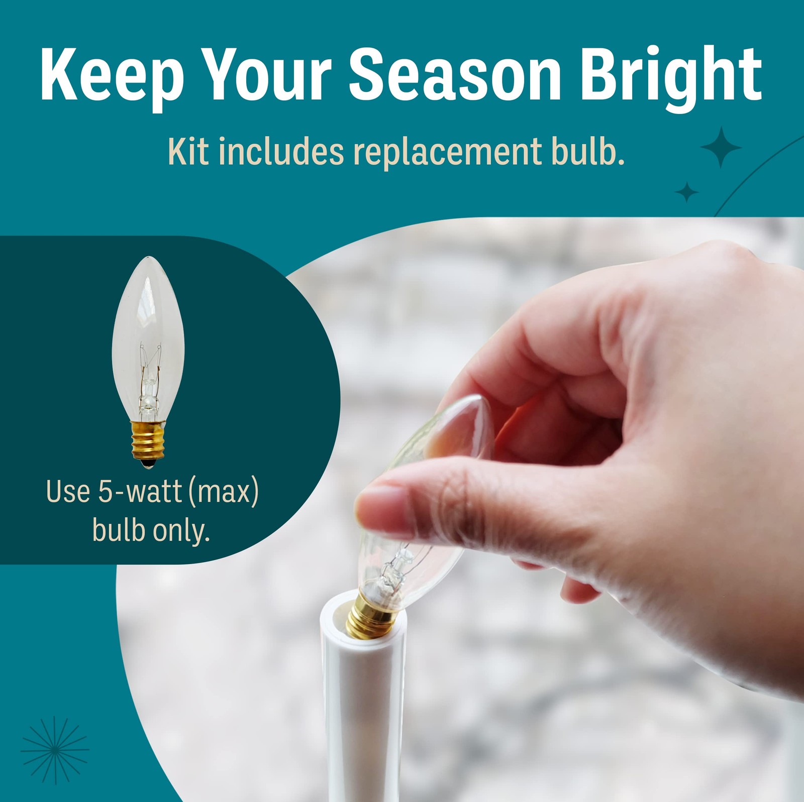 1 Pack Christmas Window Candles Sensor Electric Corded 9 Inch 2 Bulbs 5W 120V
