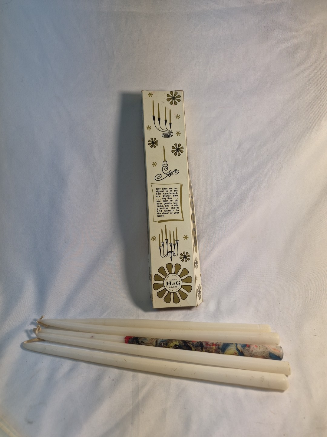5- VTG Emkay Candles Muench Kreuzer Swedish Style Tiny Lights 10″ White #6251