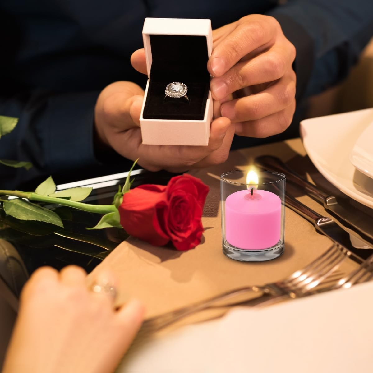 Pink Votive Candles, 9 Packs Unscented Small Votives for Valentine’s Day Dinner