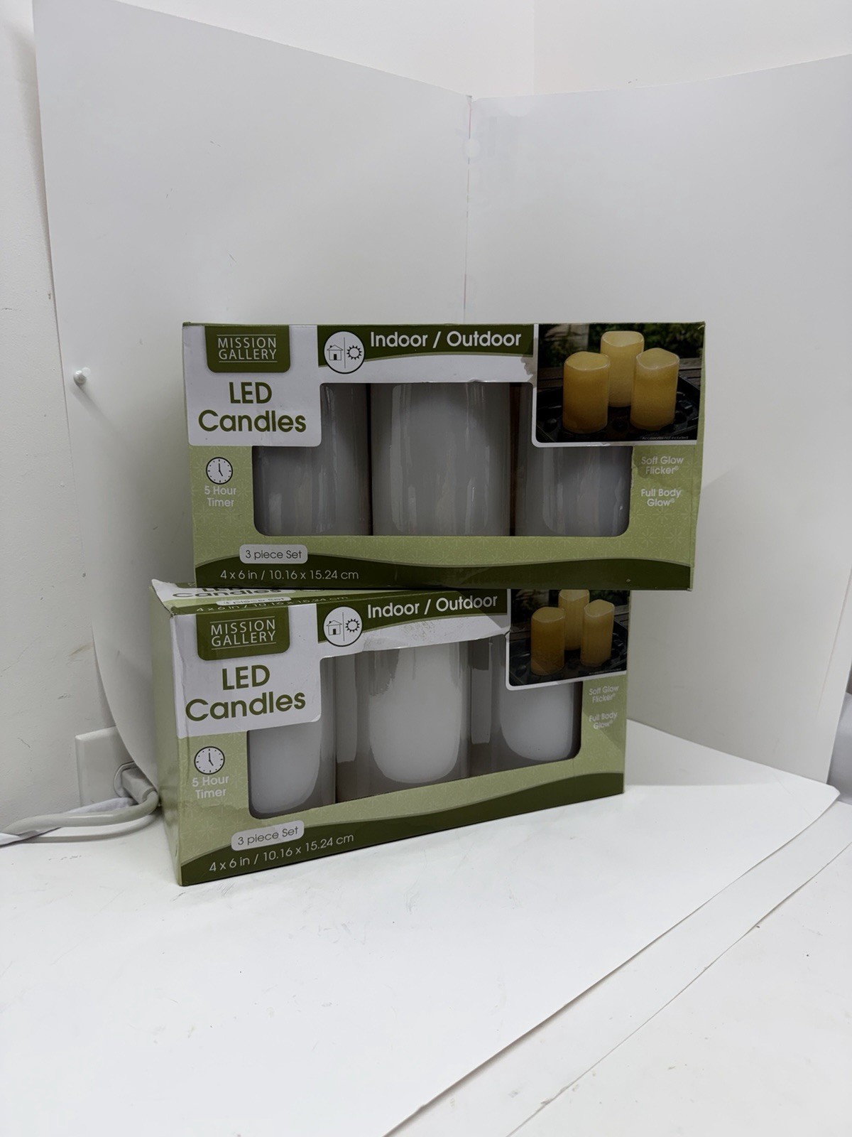 Mission Gallery LED Candles 4×6 Indoor Outdoor 5 Hour Timer 2 Sets 6 Candles