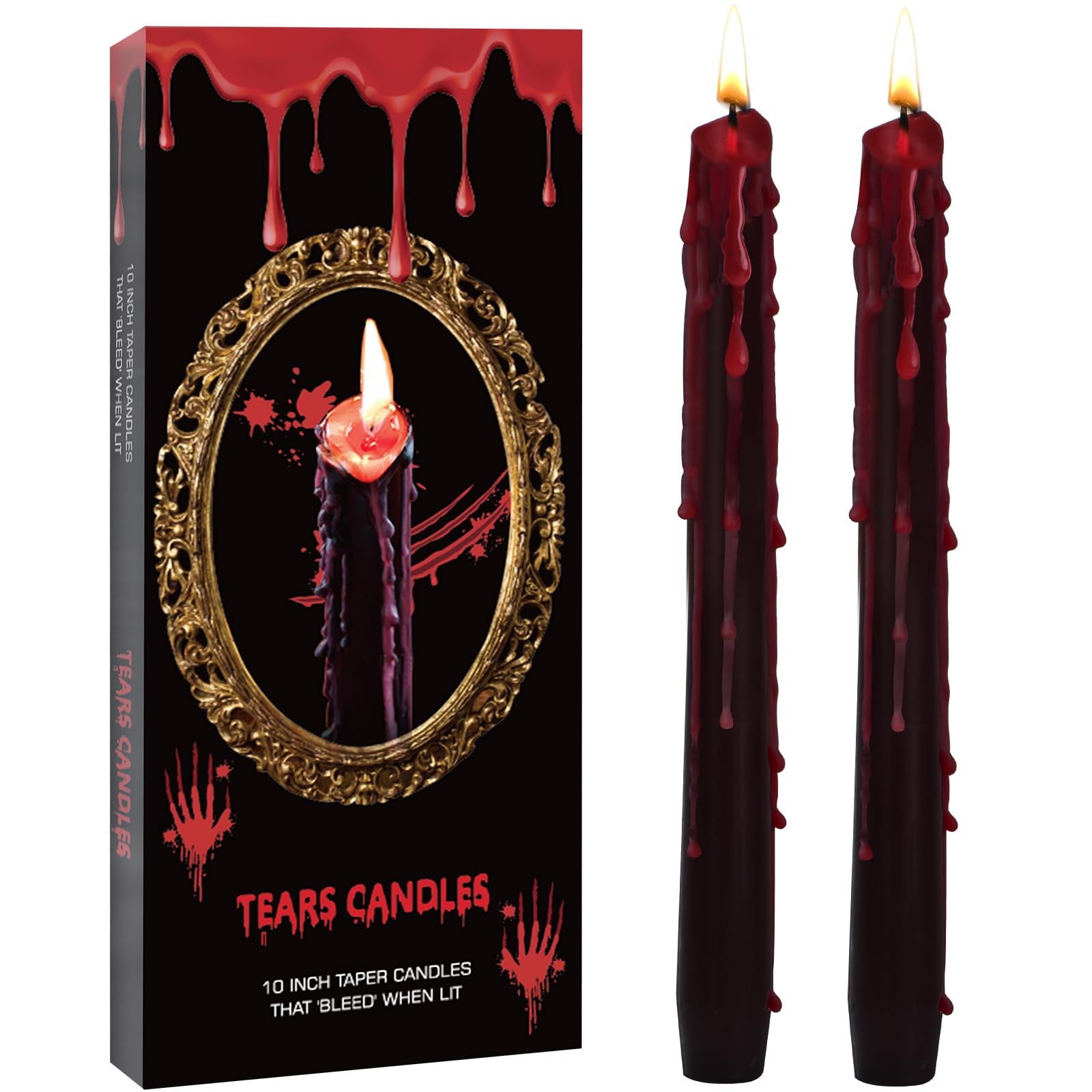 10 inch Bleeding Taper Candles for Mantel Halloween Party, 6 PCS