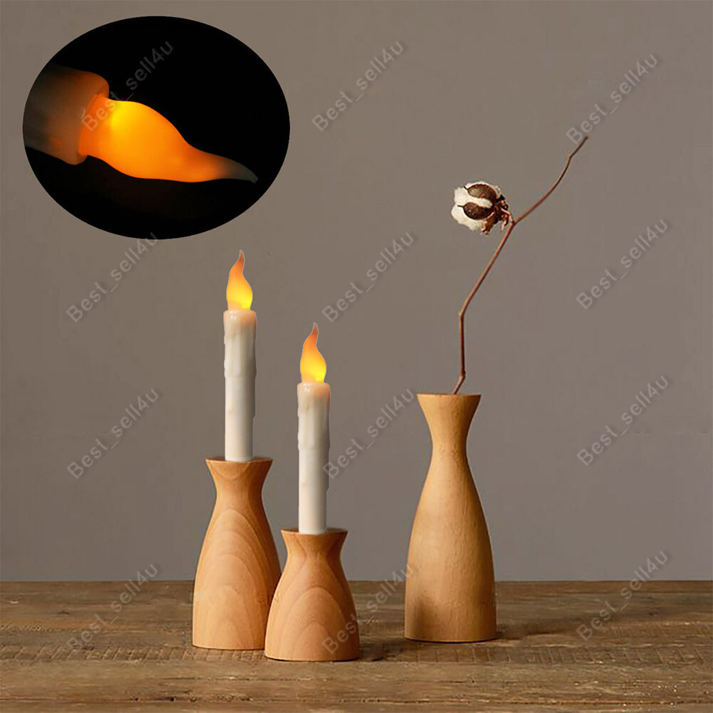 6PCS Battery Operated Flameless LED Taper Candles light Christmas Window Candle