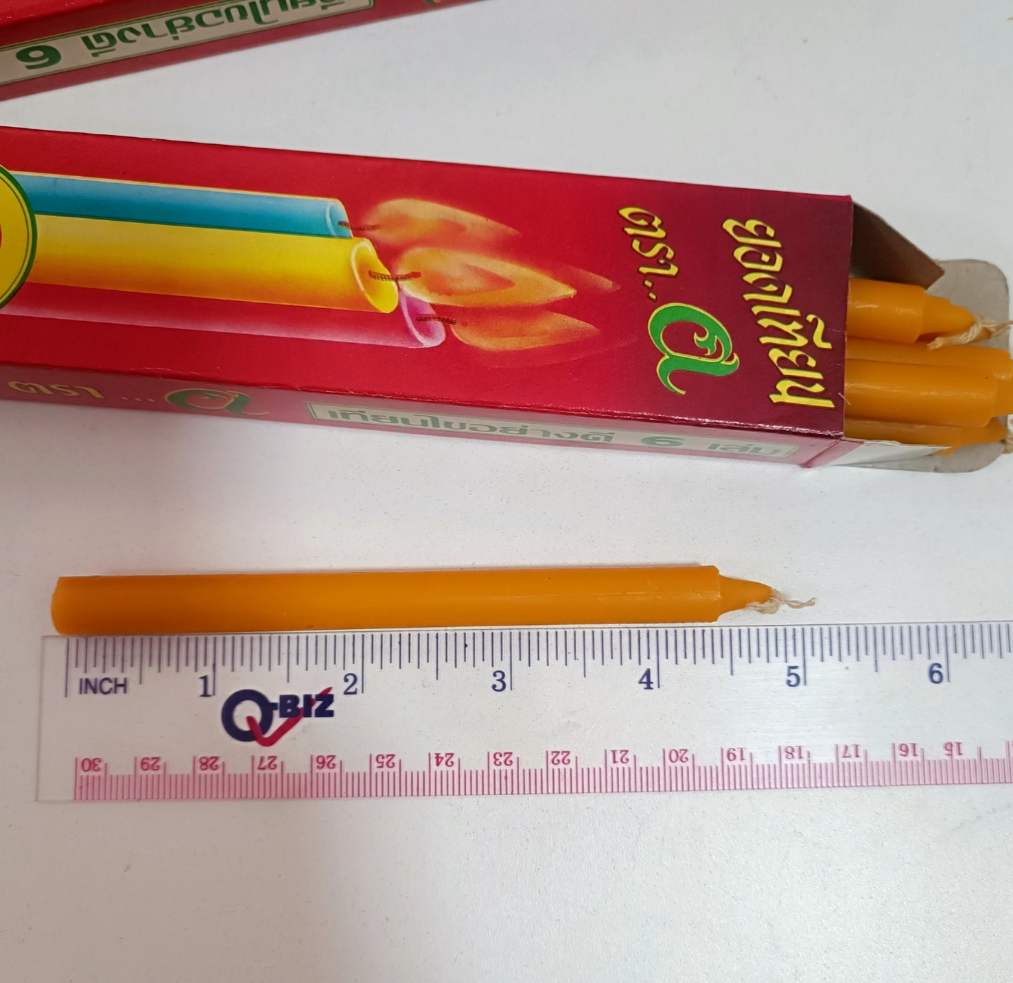 Candles for worshiping Buddha Thai yellow beeswax 24 sticks 4 box