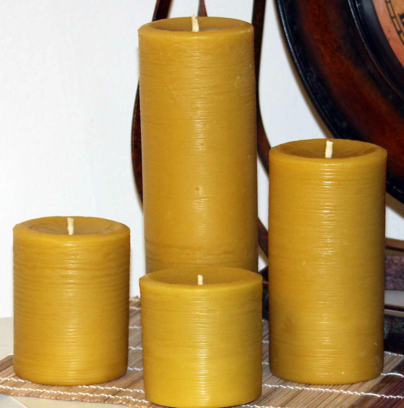 Handmade 100% Pure Beeswax Pillar Candles 100% Cotton Wick 3″ Thick