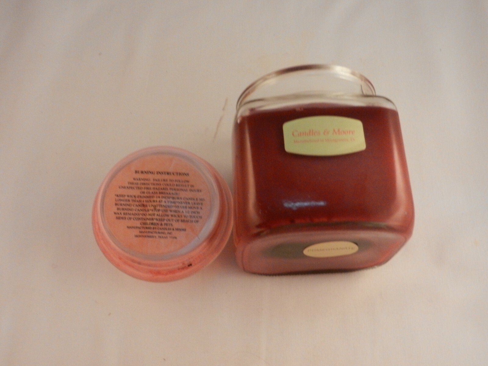 CANDLES & MORE SCENTED POMEGRANATE CANDLE IN JAR “NEW” 4 1/2″