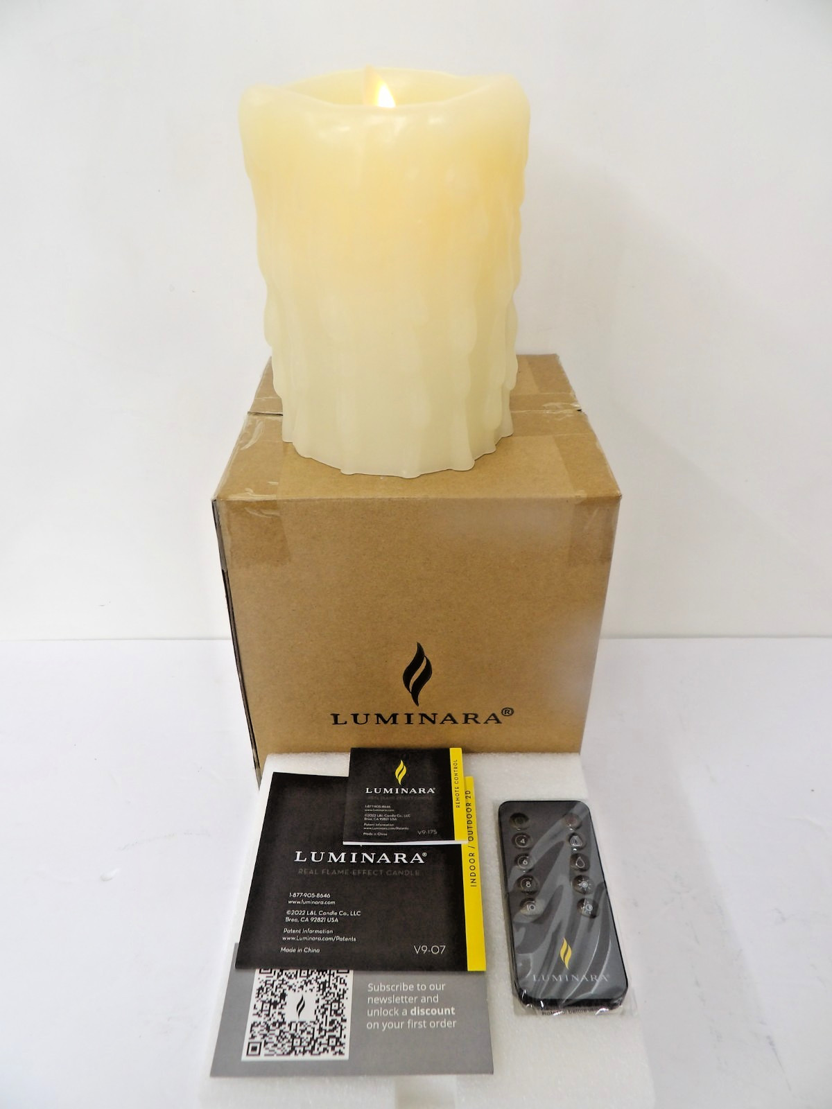 Luminara Ivory Heavy Drip Wax Flameless Pillar Candle 5″ x 4″ w/ Remote