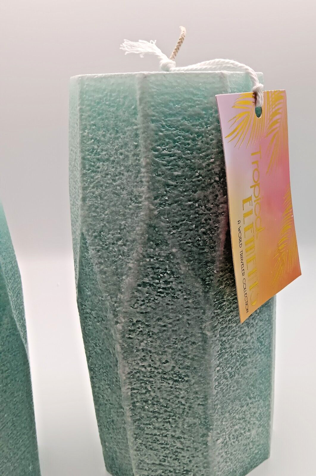 200 hour Geometric candle/ Pastal Green 2 pices set (4 in x 8 in) /(4 in x 6 in)