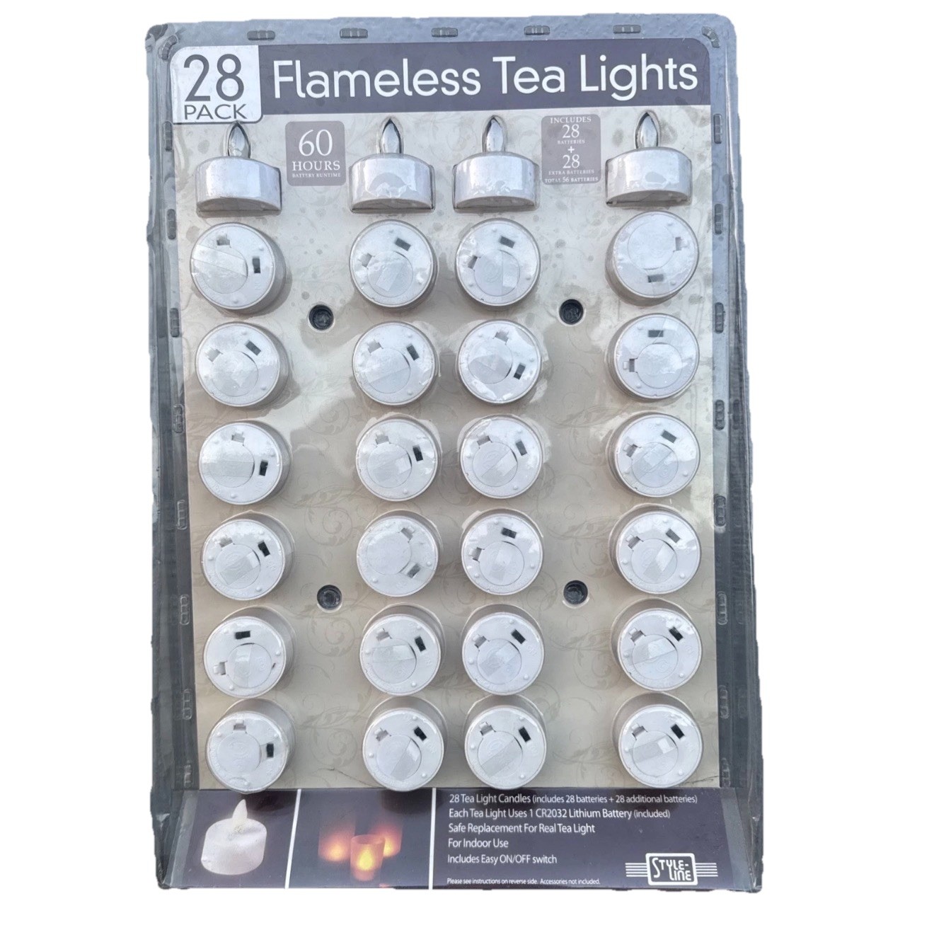 Style Line 28 Pack Flameless Tea Lights; 60 hours