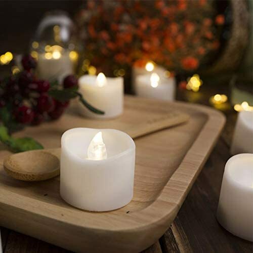 Flameless LED Candles For Outdoor Indoor Tea Candle Plastic Bright White Set 12