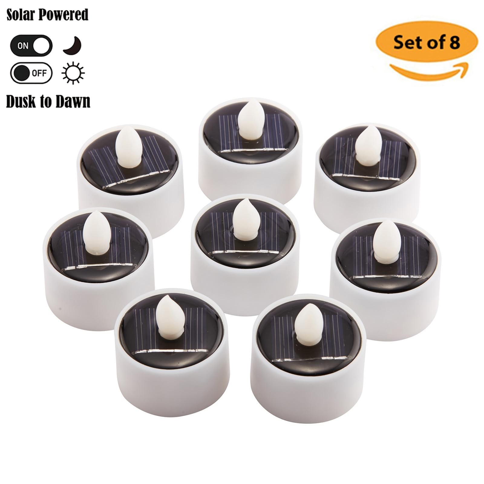 Solar Tea Lights Outdoor Waterproof, 8pcs Rechargeable Dusk to Dawn Little So…
