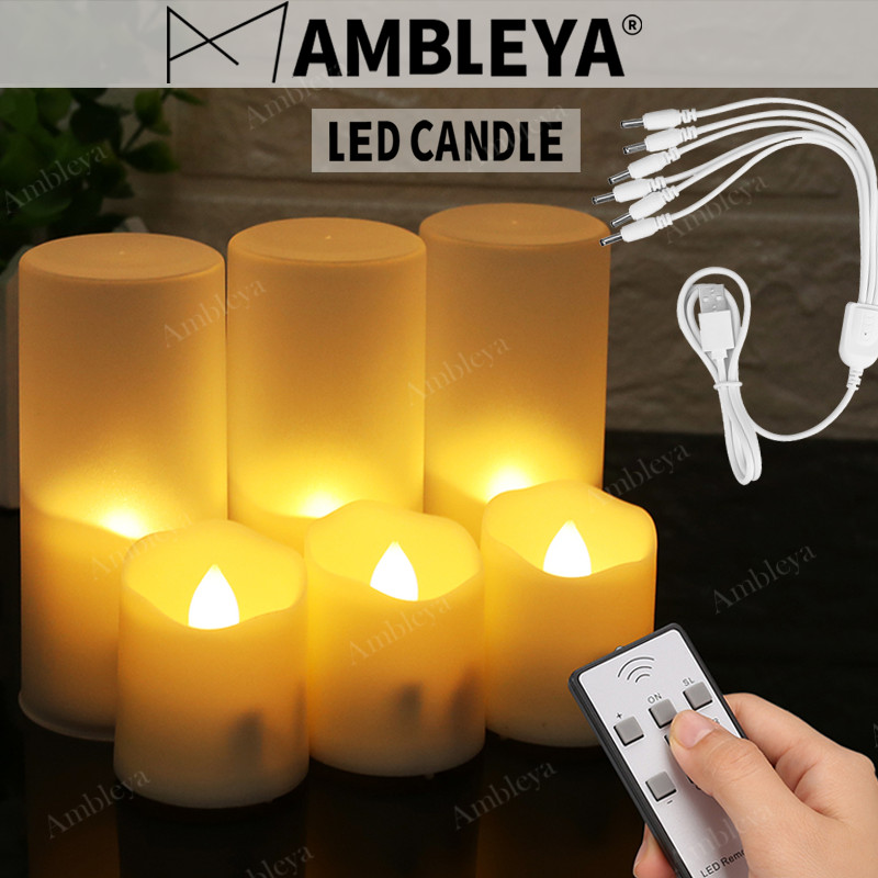 6× Rechargeable Flicker Flameless LED Tea Lights LED Candle Timer Remote Control