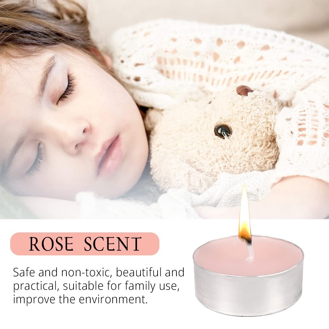 Tea Lights Candles – 12 Pack Pink Tealights Candle Scented Small, Rose