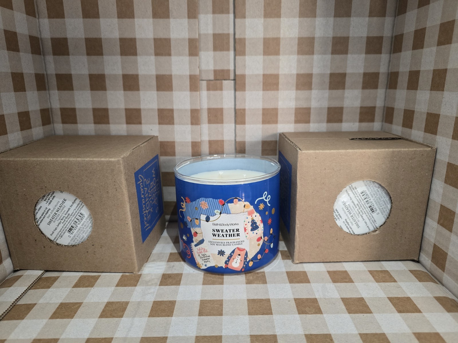 (3 PACK) Bath & Body Works SWEATER WEATHER 🧥 Scented 3 Wick CANDLE 25-45 Hrs