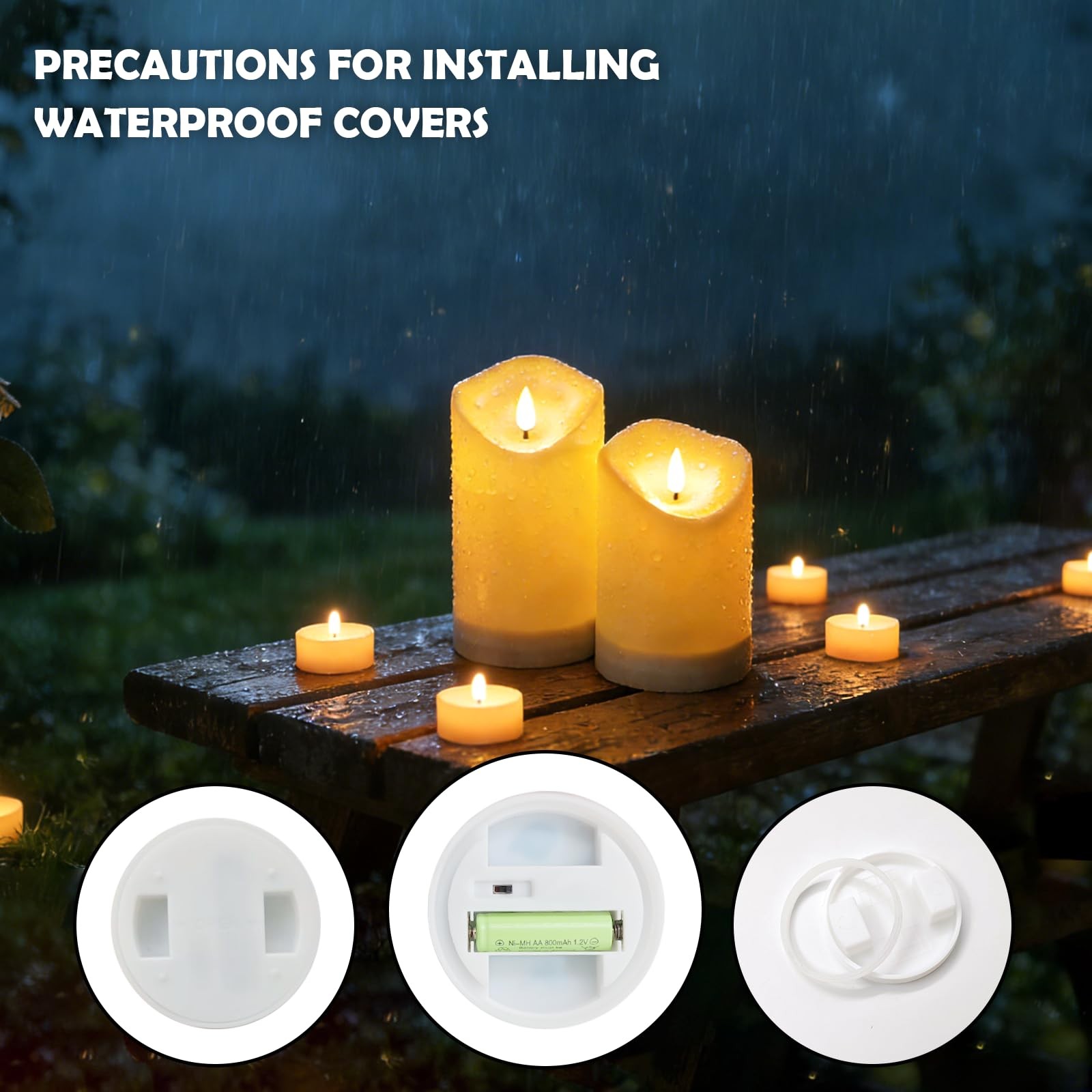 Solar Outdoor Waterproof Flameless Candles-5 Pack Solar & Battery Operated Le…