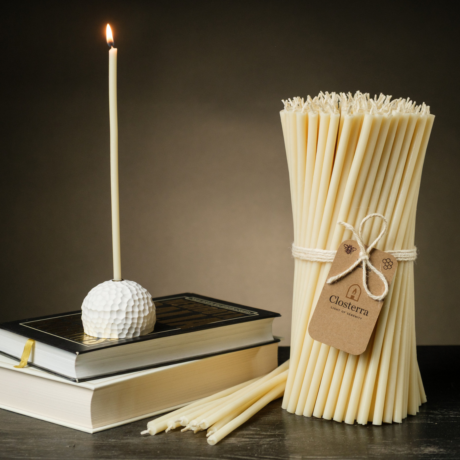 White Beeswax Candles 6.3″ Thin Taper 0.2″ Church Orthodox 25 Pack