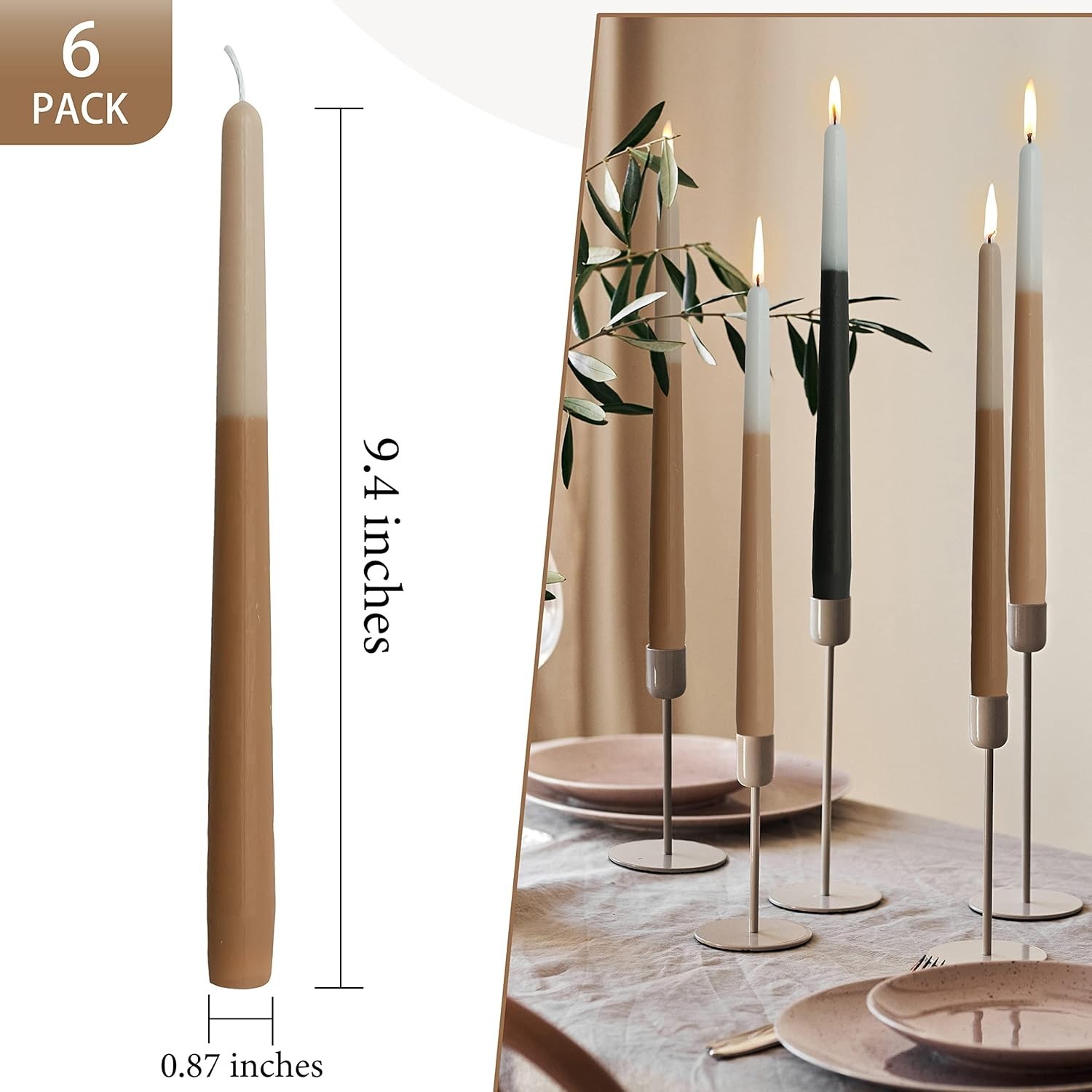Handmade 6-Pack Bluebell Scented Taper Candles – 10 Inch Slow Burning Elegance