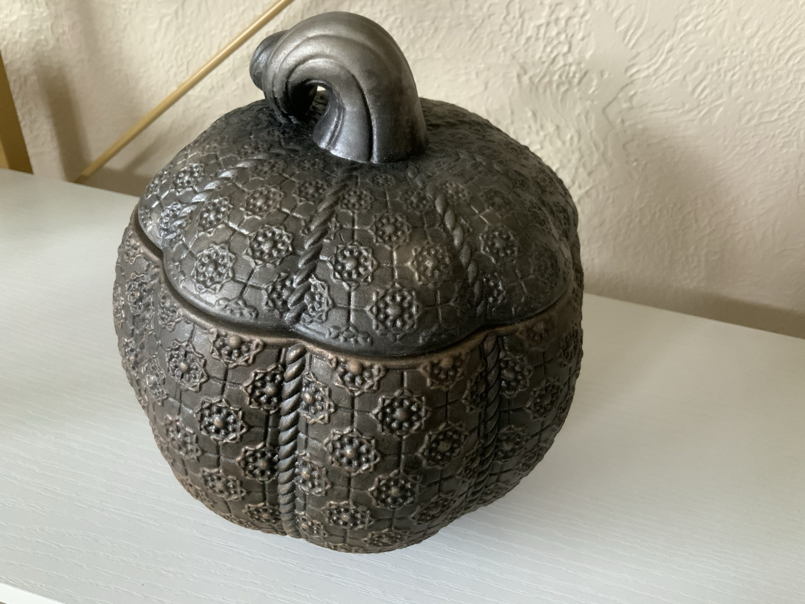 HomeWorx by Harry Slatkin Antique Finish Pumpkin Candle Jar Candy Box Qvc 2024