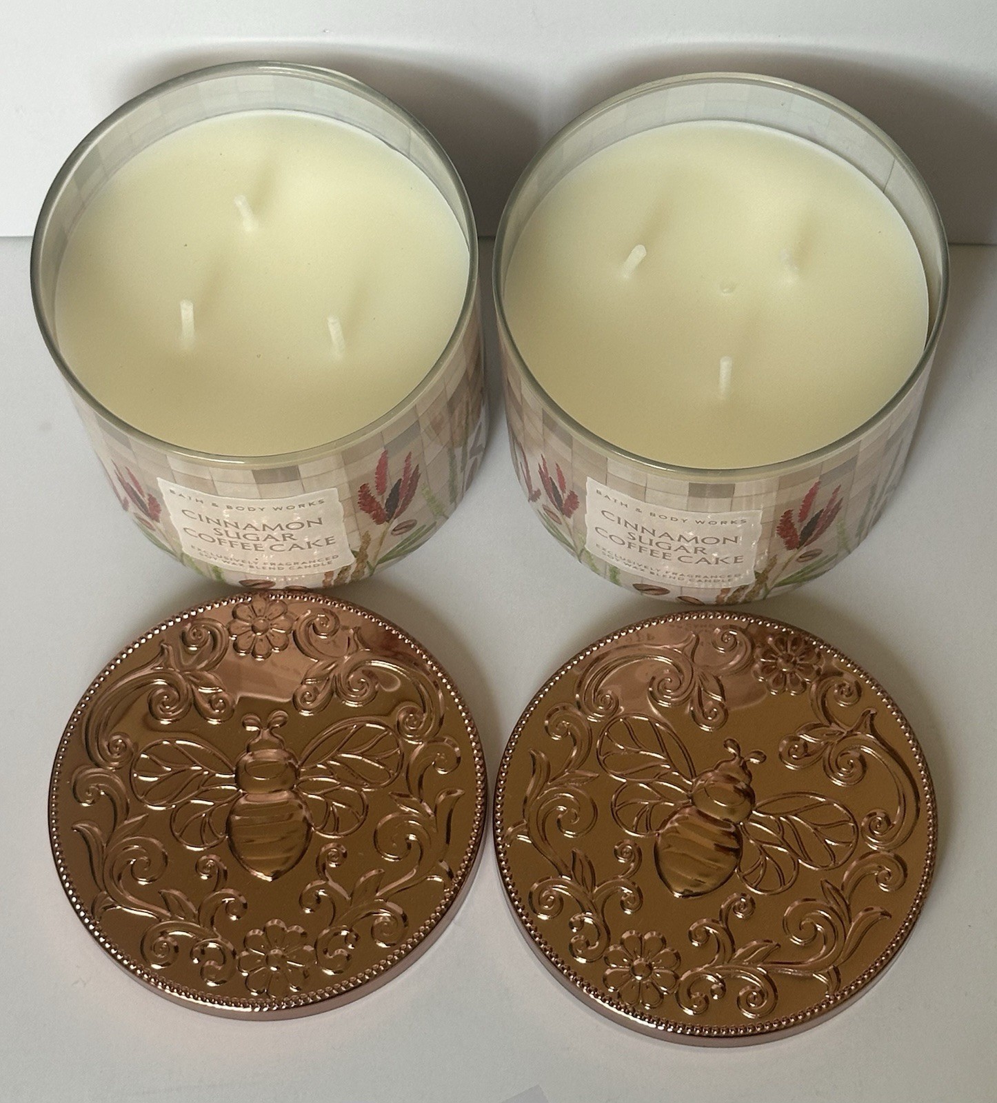 Cinnamon Sugar Coffee Cake Bath Body Works Scented Candle 3 Wick Two Jars New