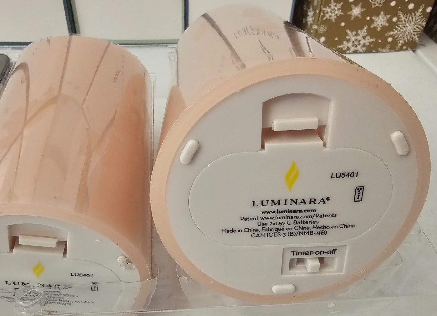 Luminara Coral Cloud 3 Pillar Candle Set Remote Control 4.5, 5.5 & 6.5″ X 3″