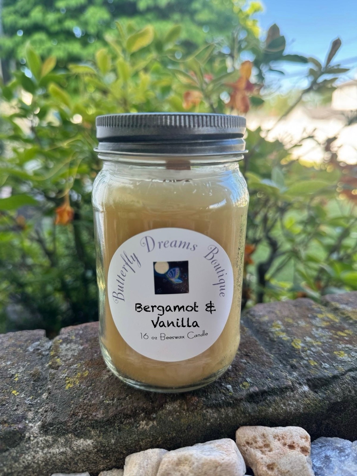 Homemade Comforting Fall Fruit Scented 16 oz Mason jar organic beeswax Candle