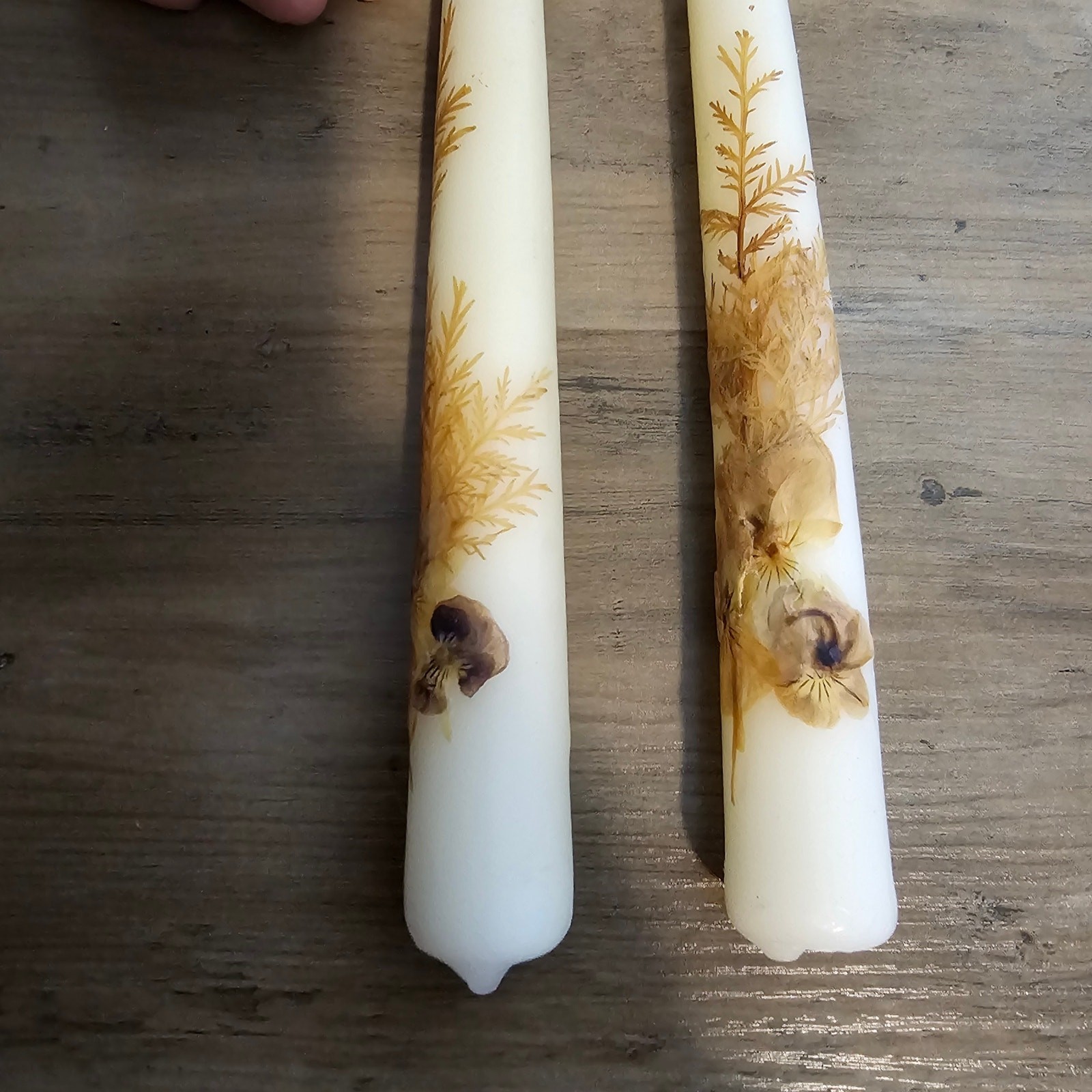 Vintage Homestead Gardens Alaska Pressed Flower Botanical Wax Taper Candles Set