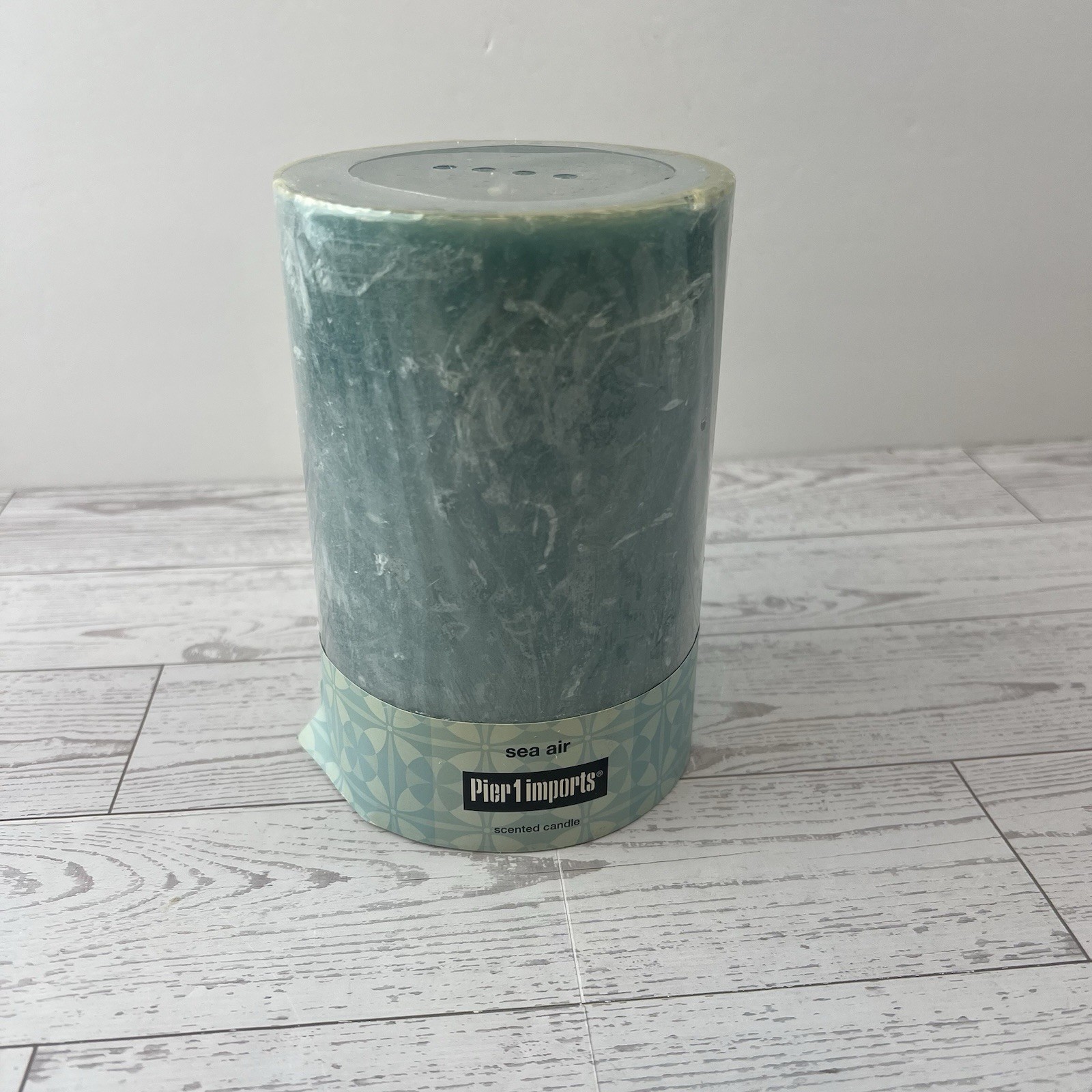 Pier 1 imports Sea Air Collection Candle Wax 4×6 Scented Pillar Wick Aqua white